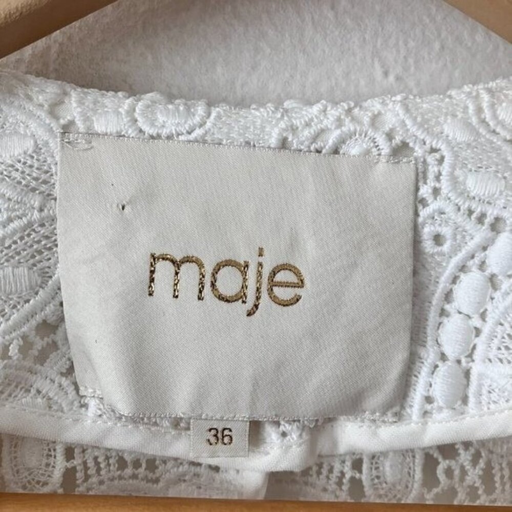 Maje Vimani Lace Embroidered Jacket in White - Picture 7 of 7